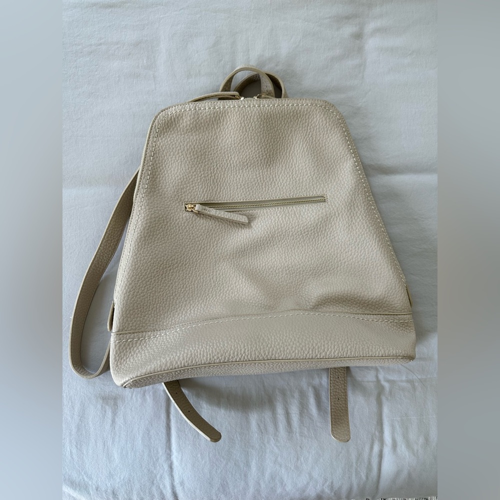 Shiraleah Cream Pebbled Vegan Leather Backpack